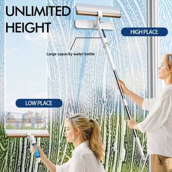 二合一窗户清洁工具，家用高层双面窗户清洗器，喷雾水清洁剂，清洁用品