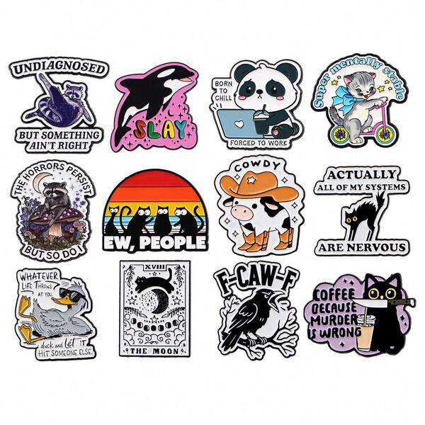 Cartoon Tiere Zitat Soft Emaille Pin Anstecknadeln Abzeichen auf Rucksack Damen Brosche Kleidung Geschenk Schmuck Mode Accessoires