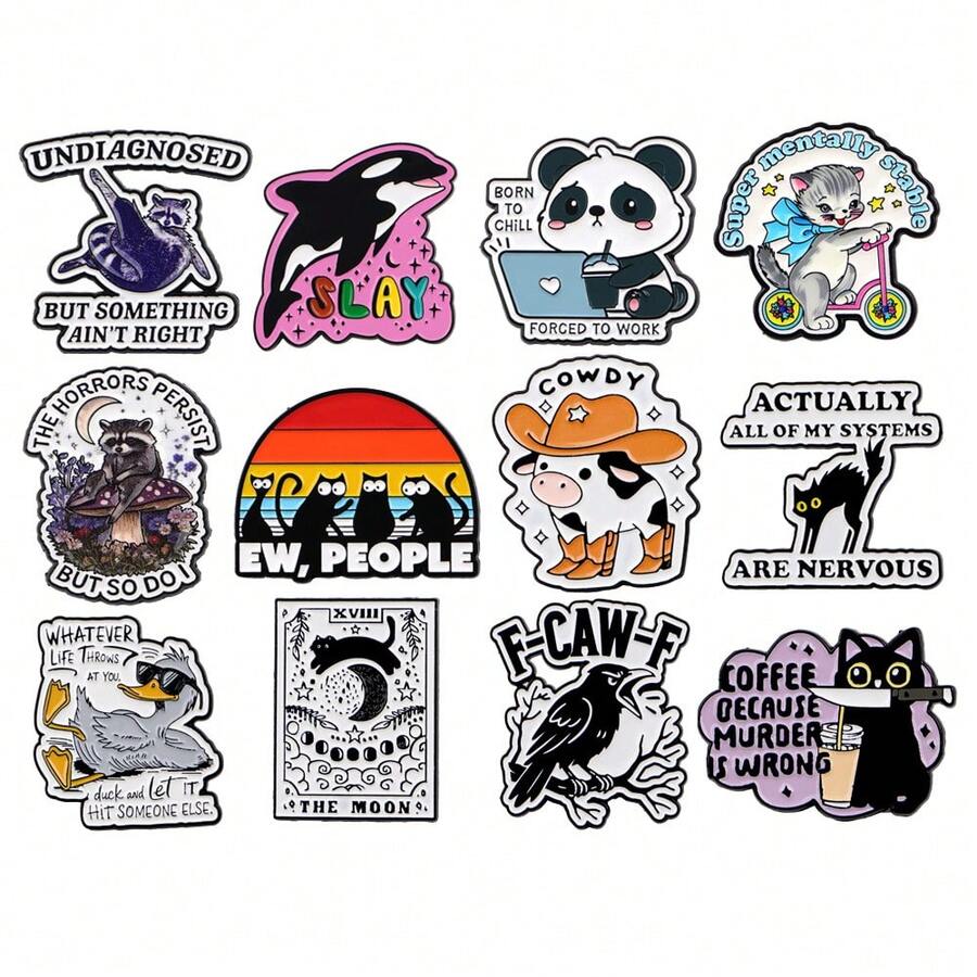 Cartoon Tiere Zitat Soft Emaille Pin Anstecknadeln Abzeichen auf Rucksack Damen Brosche Kleidung Geschenk Schmuck Mode Accessoires
