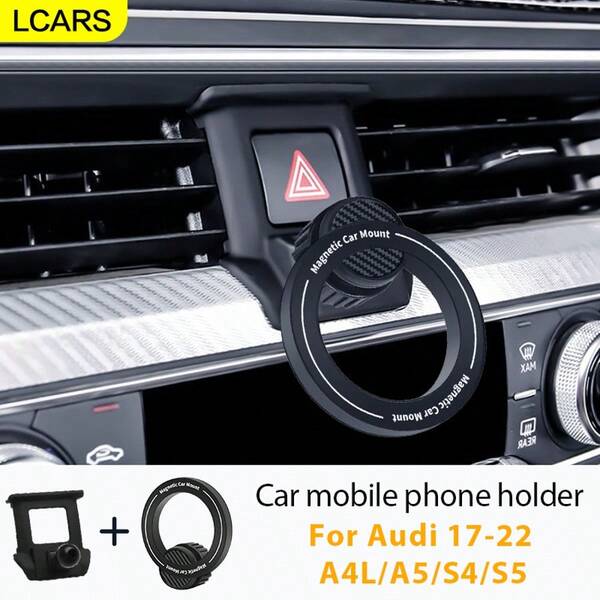 LCARS Uchwyt samochodowy LCARS na telefon, dedykowana baza do telefonu samochodowego, odpowiednia do modeli Audi A4L/A5/S4/S5 2017-2022, obrotowy uchwyt 360° z silnym magnesem, z płytką magnetyczną, nie blokuje otworu wentylacyjnego ani widoczności, stabilny i nie chwieje się.