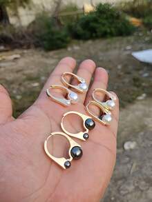 2 Stücke modische Perlen-eingelegt Kupferlegierung Material hochwertige Gestaltung einzigartige neue Damen Ohrringe, geeignet für täglichen Gebrauch und als Geschenk