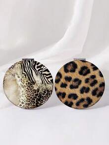 1 Stück doppelseitiger Make-up Spiegel, neuer Bestseller im INS-Stil, kreativer Samt-Patchwork-Leopard-Zebra-Leder tragbarer doppelseitiger runder Spiegel, Handspiegeln, Taschenspiegel, Schminkspiegel, kleiner Spiegel, Wohndekoration für Wohnzimmer, Schlafzimmer, Badezimmer, Reisezubehör, Hochzeit, Party, Geburtstag, Geschenk für Männer, Mütter, Väter, beste Freunde, Lehrer, Neujahr, Accessoire, lustiges Geschenk, um Ihre Make-up Momente aufzuhellen, günstig, Strumpfstopfer, Make-up, Make-up Utensilien, günstige Sachen, Geschenke, Geschenke für Frauen, Weihnachtsgeschenke