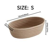 椭圆形储物篮，编织简约风格蓝色素色篮子，适用于客厅书桌、零食、水果、玩具储物、走廊、浴室，以及返校