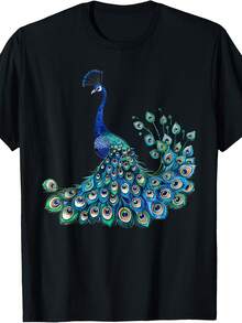 Blue Pea Print Teal Feathers Bird Lover  Wo Kids T-Shirt - 款式9 - 查看 1
