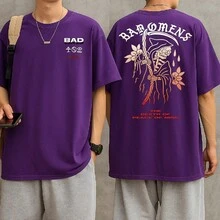 Rock Band T-Shirt 100% Cotton Plus Size - Purple - View 2