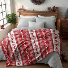 1 pieza Manta de franela con tema navideño, manta suave y cómoda de franela con estampado de ciervos rojos, adecuada para sofá, cama, ocio, regalo ideal para niños, adultos y esposa