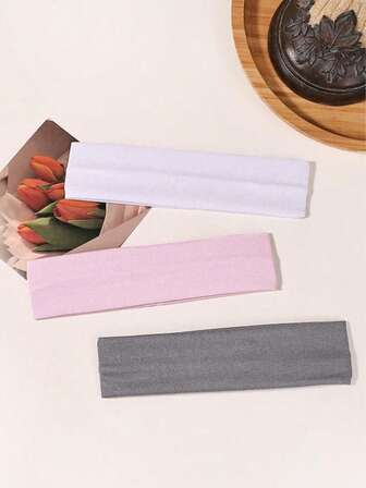 3 Pieces Set Of Women's Simple Solid Color Sports Headband, Sweat Absorbing And Non Slip, Suitable For Daily Running, Exercise, Fitness, Yoga, Autumn Hair Accessories, Women's Headscarf, Sports Headscarf, Exercise Warm Hair Bands Women Bandanas