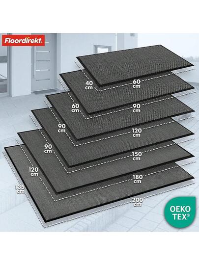 Floordirekt Premium Doormat Entrance Area, 80 120 Cm, Anthracite, Dirt Trapper Mat Indoor Outdoor Non Slip Washable, Clean Hallway, Tapijt Front Door, Sky Novo view 2