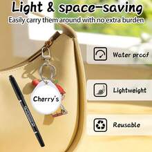 1.57 Inch Plastic Key Tags Round White Item Identifiers With Blank Paper Label Stickers And Pen, Metal Split Ring Tags Ideal For ,Office And Rental Management Use,100 Pack - 200 - 查看 4