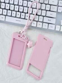1pc Durable Vertical Pull Card Holder With Lanyard And Cute Star Pendant, Wind-Resistant Protection For Metro Card, Work ID, Meal Card And ID Card