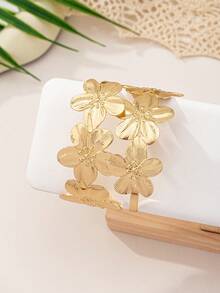 1pc/1pair/1set Gold Beaded Floral Necklace & Earrings Set, Gift For Valentine's Day, Mother's Day, New Year, Floral Element For Wedding Wear - Flower - View 6