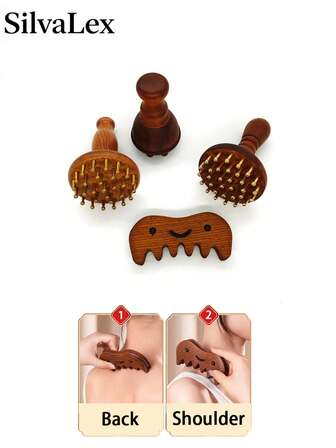 أداة تدليك خشبية من SilvaLex، مدلك كامل الجسم، مدلك اليد، مدلك الساق، مدلك الكتف، أداة تدليك الكتف والرقبة، أداة تدليك الوجه، مدلك الظهر، مدلك الخصر، مناسب للاستخدام المنزلي، يمكن إهداؤه كهدايا عيد للعائلة والأصدقاء والزملاء والوالدين