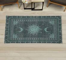 Retro Mid Century Abstract Pattern Rug On Ivory Background, Dark Orange And Reseda Green, 4' X 5' 5", Ideal For Bedroom, Dorm And Living Room - 灰青色 - 查看 4