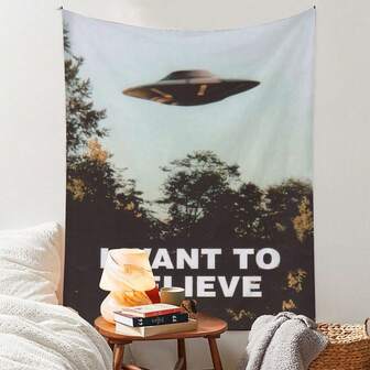 1pc Tapestry I Want To Believe Tapestry Fabric Wall Hanging For Living Room Bedroom Aesthetics Unique Background Fabric Ceiling Decor Dreamy Room Decor Tapestry For Wall Decor Home Decoration Large Wall Hanging Canvas Banner Tapestry Nature Office Wall Tapestry
