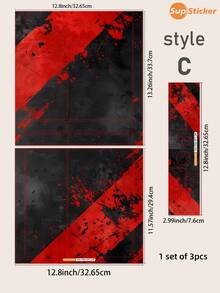 3片/套 冰蓝、红色和金色大理石纹科幻霓虹灯图案贴膜，兼容游戏机，防刮擦、耐用、无气泡、易于粘贴、防水耐磨PVC材质 - 彩色 - 查看 16