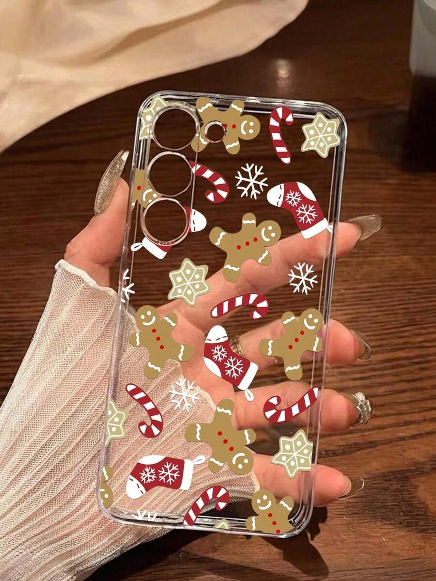 Funda para con diseño de árbol de Navidad y hombrecito de jengibre, apta para los modelos 16E/15/14/13/12/11/PRO/PLUS/PROMAX/MINI. Compatible con las series S/A/M/NOTE, S/G/EDGE/E, Transsion SPARK/HANTOM/CAMON/INFINIX, las series Honor 400/PLAY/X/Y, las series OPPO Reno/A/F y los modelos de las series 14/Redmi/POCO/NOTE. Transparente, sencilla, elegante y duradera, fabricada con material TPU protector. Perfecta para San Valentín, Halloween, Navidad y otras ocasiones festivas: una opción ideal para uso personal o para regalar. - transparente - Ver 1