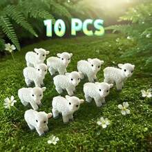 10pcs,Mini Resin Sheep Mini Set - Cute Little Sheep Ornaments, Suitable For Miniature Garden Decoration, Collectible Ornaments, And Party Gifts - Multicolor - View 7