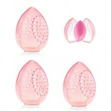 1/2 Piezas Caja de almacenamiento duradera para esponjas de maquillaje, Caja de almacenamiento para huevos de belleza, Caja de almacenamiento para esponjas de maquillaje, Caja de almacenamiento para polvos de huevo de maquillaje, Caja de almacenamiento transparente para polvos cosméticos - Transparente, Caja de almacenamiento a prueba de humedad, Diseño con patrón - Fácil de transportar, Ideal para viajes, Caja de almacenamiento de belleza perfecta para cosméticos