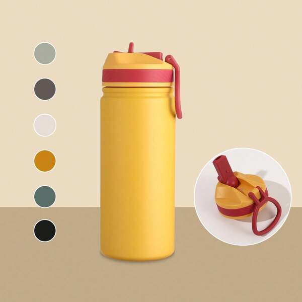 Tragbare Outdoor Camping Wandern Doppelwandiger Vakuumflasche, Edelstahl isolierter Becher mit Seil, heiß bis zu 8 Stunden, kalt bis zu 24 Stunden, Wasserflaschenverschluss kann als Kaffeetasse verwendet werden, langanhaltend wiederverwendbarer Thermobecher, Kannen für Frauen und Männer, Geschenke zu Thanksgiving, Weihnachten, Halloween, Valentinstag, Neujahr