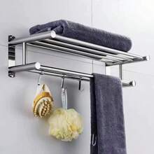 Moderne Edelstahl Handtuchhalter, wandmontiertes Badezimmer Regal mit zwei Installationsmöglichkeiten, zeitgenössischer wandmontierter Handtuchhalter Organizer - Keine Stromversorgung erforderlich