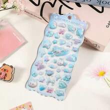 1张3D立体塑料真空趣味贴纸，水晶钻石卡通装饰贴纸，3D可爱浮雕贴纸，适用于贴纸书、日记本、笔记本电脑、冰箱、卡通DIY手机壳装饰。该设计适合家居、生日、派对、万圣节、圣诞节等场合。