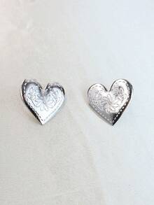 2 pezzi Orecchini vintage a forma di cuore con bordi asimmetrici sferici, accessorio essenziale per casual, pendolarismo, appuntamenti, adatto per donne, uso quotidiano, vacanze, feste, regalo