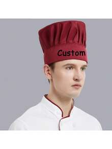 Customized Chef Hat, Adult Adjustable Elastic Baker Kitchen Cooking Chef Cap, Dust-Proof Hat, Work Hat For Bakery, Cafe, Dessert Shop, Restaurant, Kitchen, Anti-Hair Loss, Washable And Reusable