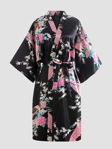 Tween Girl Floral Print Long Robe - Multicolor - View 6