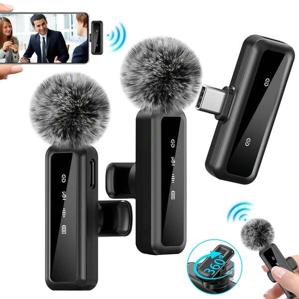 Kabelloses Lavalier-Mikrofon, wiederaufladbares Mikrofon, kabellose omnidirektionale Kondensator-Aufnahmemikrofon für Videoaufnahmen, Unterricht, Interviews