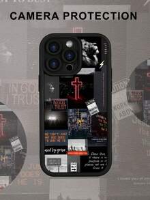 1 Stück Löwen Kreuz Muster stoßfeste & sturzsichere TPU Weich-Gummi Handyhülle, modische schwarze Farbe, schlicht aber luxuriös, unisex, kompatibel mit Apple 17, 16, 15, 14, 13, 12, 11, XS, XR, X7/8 Mini Plus Pro Max