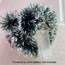 20个LED圣诞藤蔓灯，适用于楼梯、栏杆、壁炉架和门框装饰，室内办公室节日装饰，无羽毛，塑料材质，壁挂式，圣诞装饰品