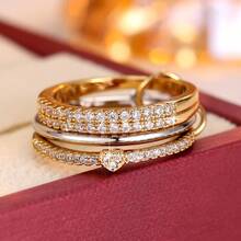 Chic Ring Multi Layer + Pin Design Paved Shining Zirconia Just Pick A Color U Prefer Match Daily Outfits Party Accessory