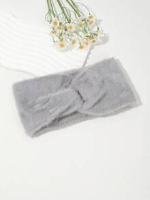 1Pc Autumn Aesthetic Fuzzy Headband, Rabbit Fur-Like Wide Band For Women, 6 Colors (Black/Pink/White/Gray/Brown/​​Beige​), Cozy Forest Photoshoot Prop, Fashion Hair Accessory Warm Hair Bands Women Bandanas