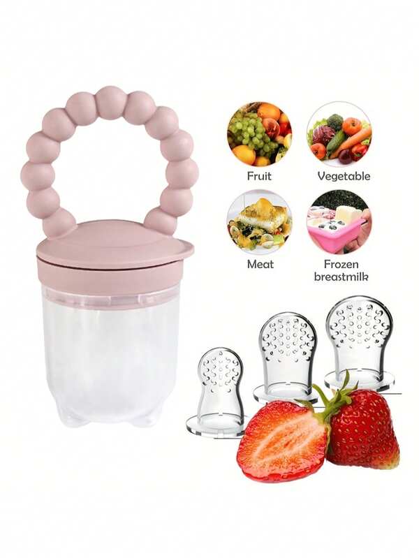 3pcs Silicone Fruit & Vegetable Feeder For Babies - Easy To Use Food Supplement Pacifier With Handle - Ideal Gift For Christmas, Halloween, And Thanksgiving Day