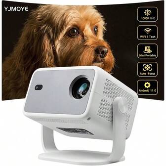  YJMOYE Smart Projector Native FHD 1080P Android 11.0 Autofocus/Keystone Correction (V+H) 5G Dual-Band WiFi6 Portable Movie Projectors 150inch Large Screen Home Theater Compatible With Mobile Phones