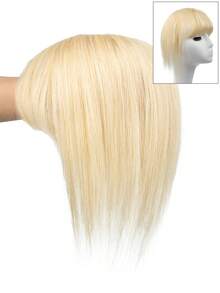 8*12 Inch Women Straight Bleached Blonde Clip-In Hair Extensions, Natural Looking Basic Hair Piece, Suitable For All Brown Hair Bangs, Can Modify Face Shape - S613 - 查看 5