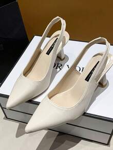 时尚高跟凉鞋，适合主持、表演、聚会、度假，青少年百搭 - 米色 - 查看 1