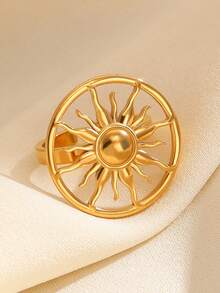 1pc Stainless Steel Sunflower Ring, Fashionable Vintage Style Jewelry Accessory For Women, Suitable For Daily, Gathering, Party And Event Wear
