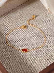 1 pieza Brazalete de cristal único con calabaza roja de moda, material de acero de titanio que no se desvanece, accesorio de lujo para mujer