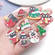 20/30pcs Christmas Charms - Enamel Alloy Santa/Snowman/Reindeer Pendants For DIY Keychains