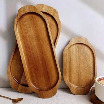 Wooden Large, Medium And Small Handle Trays, Dinner Plates, Serving Plates For Serving Dishes, Can Hold Cakes, Cheeses, Fried Chicken, Sushi, Appetizers, Suitable For Restaurants, Hotels, Coffee Tables, Farmhouse Settings, Japanese Style Trays With Handles, For Use At Friend Parties, Family Gatherings, Suitable For All Seasons, Easy To Clean, 19/29/29.5 Cm In Size, Can Be Used As Christmas, Thanksgiving, Birthday Gifts.