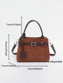 Dedoo Women's Bag, Crossbody Bag, Large-Capacity Retro-Style Suede Color-Block Tote, Casual And Versatile Buckle Design Shoulder Bag, A Must-Have For Women In Autumn And Winter, Suitable For Various Occasions Such As Going Out, Traveling, Shopping, Commuting, Gift-Giving, Parties, And More.