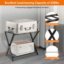 Foldable Luggage Rack Black Portable Suitcase Stand Storage Home Hotel Shelf - Black - View 1