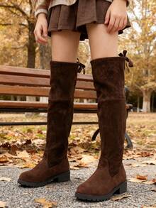 1 Paar klassische Mode Overknee-Stiefel für alle Jahreszeiten, geeignet für den täglichen Gebrauch und den Urlaub, Mädchen