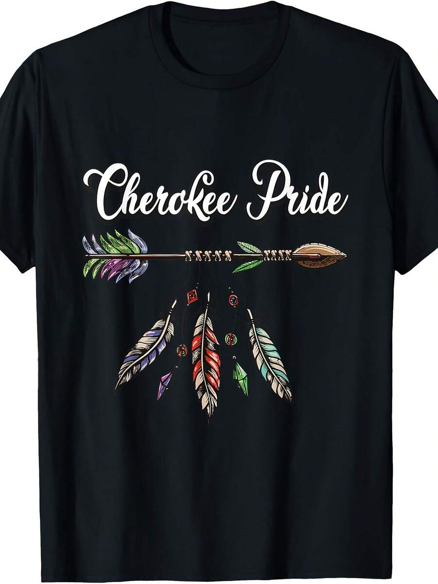 Camiseta con plumas del orgullo cherokee - Estilo 19 - Ver 1