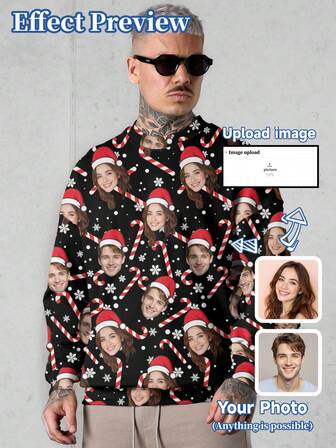 Customized Graphic Hoodie For Men, Personalized With Portrait, Cartoon, Holiday Designs For Men And Women,Gymboy