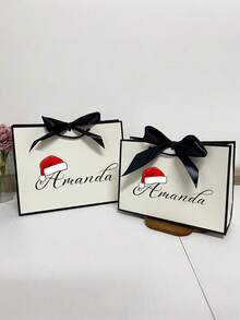 1 pezzo - Sacchetti regalo di Babbo Natale personalizzati, acquisto di sacchetti regalo di Babbo Natale per Natale, personalizzazione di sacchetti per la Vigilia di Natale, sacchetti regalo di Natale, sacchetti regalo per le vacanze, il segreto del primo pupazzo di neve, sacchetti regalo personalizzati con iniziali e nome, il primo regalo di Natale, sacchetti regalo per giocattoli di Natale, scatole regalo per la consegna della Vigilia di Natale, design elegante - Multicolore - Visualizzare 2