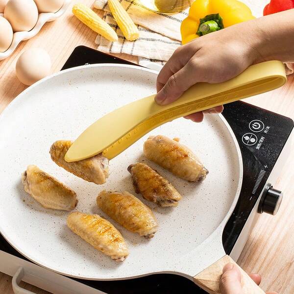 1pc Silicone Food Tongs, Heat Resistant Barbecue Tongs, Kitchen Extra Long Steak Tongs For Oven, Grill