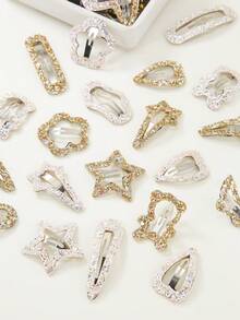 20 Stücke/Set Mädchen glänzende Pailletten Stern/Pentagramm/Herz/Meteor/Wassertropfen/Wolke/Schleife/Bär zufälliger Stil süße Prinzessin Haarspangen, geeignet für Babys, Kleinkinder, Kinder, täglichen Gebrauch