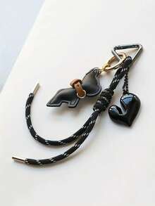 French Bulldog Heart Style Braided Rope Bag Pendant, PU Leather French Bulldog, Split Love Pendant Decoration, High Grade Contrast Color Bag Decoration, Pendant, Accessories, Car Pendant, Daily Necessities, Perfect Holiday Gift, Birthday Gift, For Lovers, Family, Friends, Best Friends, Heart To Heart, Colleagues, Great Holiday Or Women's Gift